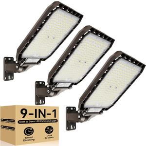 HiBay 3-Pack Dusk to Dawn LED Parking Lot Lights 320W-300W-280W, 51200LM (160LM/W) 3CCT LED Shoebox Pole Light, Outdoor Commercial Street Area Flood Lighting for Stadium Garage Roadway, ETL Listed