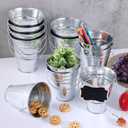 12PCS Small Galvanized Metal Buckets with Handle 12Chalkboard Clips, 5 x 4.5X 2.5 Inch Mini Metal Buckets Bulk Mini Pail Ice for Party Crafts Favors Plant Flower Sand Candy