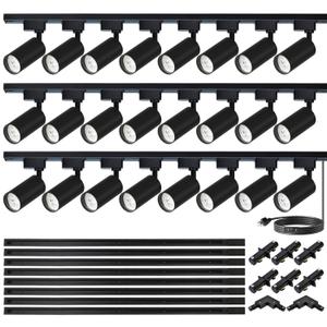 Plug In Track Lighting Kit with H‑Type 4000K Natural White 24 Heads