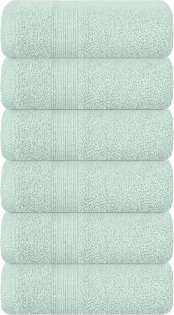 BOUTIQUO Ultra Soft Cotton 6 -Piece Hand Towel Set 16x24 Inch, Ideal for use in Bathroom, Kitchen, Gym, Spa & General Cleaning, Compact & Lightweight Multi Purpose Hand Towels - Sea Green