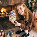 ChiCsFleur for iPhone 12 Pro Max Case, TPU Phone case with Camera Protection for Women Girls Teens - Collage Postage Stamp Fruit Y2K Evil Eye Papaya Bow Pink Blue Sorority Aesthetic Unique