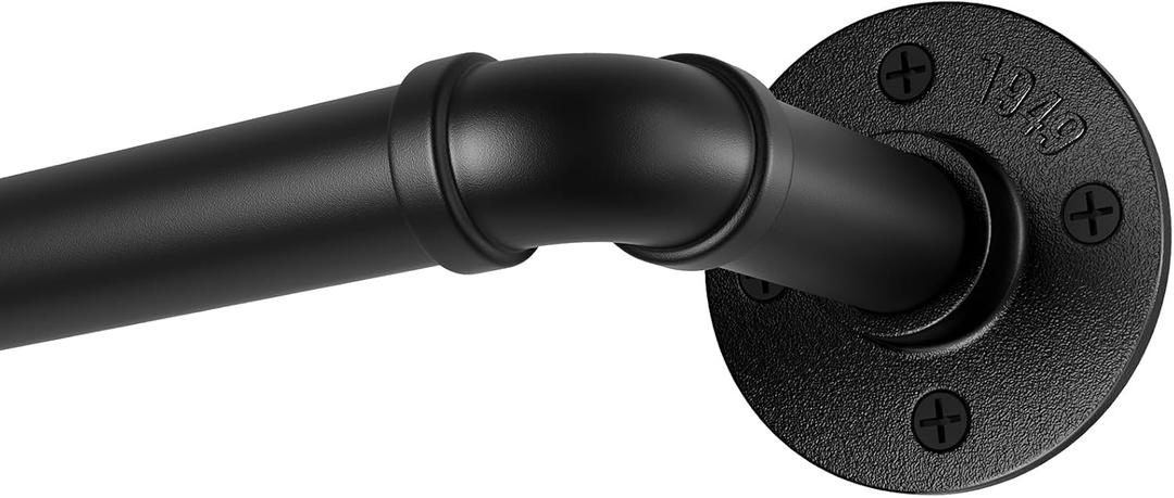 Blackout Industrial Curtain Rods for Windows, 1 Inch Pipe Wrap Around Indoor/Outdoor Room Divider Curtain Rods, 72-144 Inch, Black