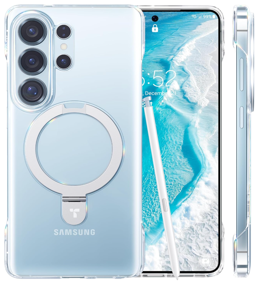 TORRAS Ultra Slim for Samsung Galaxy S26 Ultra Case Clear with Magnetic Stand, [Never Yellow] [Fit for MagSafe] [Openedge]Frameless Thin Minimalist for S26 Ultra Case with Kickstand, Hard Protection