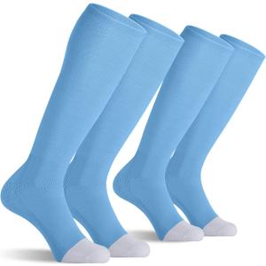 CELERSPORT 2 Pack Baseball Soccer Softball Socks For Youth Kids Men Women Multi-sport Tube Socks Light Blue Small