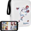 Boobowl Football Baseball Cards Binder, 2022 Sports Trading Card Sleeves Holder Album for NFL, 440 Pockets Display Storage Protectors Collectors Fits PM TCG (Folder Only) (440 Red Hat+White)