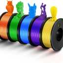 3D Printer Filament PLA 1.75mm 3-D Printing Materials 5 Colors Bundle Print Filimate 1.75 mm Orange Green Blue Yellow Purple Filiment1.75 Accuracy 0.02mm Fillament Spool Vacuum Pack 250G X 5