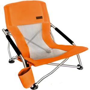 Nice C Chair Beach, Low Beach Chair, Sling, Folding, Portable, Concert, for Adults, Kids, Boat, Sand Chair with Cup Holder & Carry Bag (1 Pack of Orange)