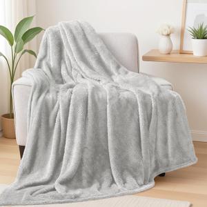 Exclusivo Mezcla Plush Fuzzy Fleece Throw Blanket Extra Large, Super Soft, Fluffy and Warm Blankets for Couch, Bed, All Season (Light Grey, 50x70 inches)