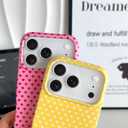 Skyseaco for iPhone 17 Pro Case Cute Heart Phone Case Soft Slim TPU Shockproof Phone Cover for Women Girls - Yellow and White