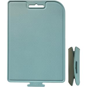Korean Made Thick Silicone Double-Sided Usable Cutting Board 14.3" x 9.7" Foldable Design Drip Groove Grip Handle Dishwasher Safe 1PCS Gift for Mom (Mint) Stocking Stuffer