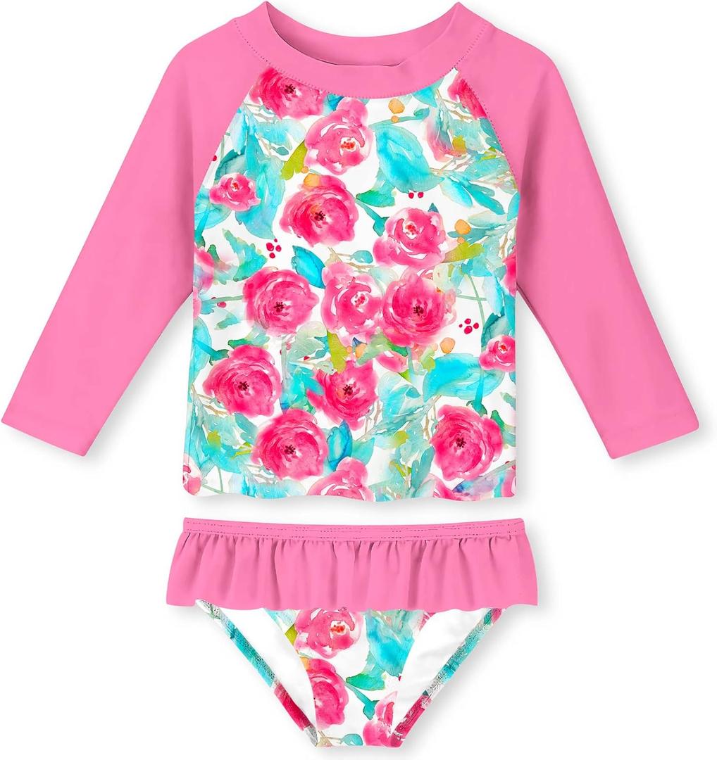 UNIFACO Toddler Girls Swimsuit Rashguard Set Summer Beach Breathable Tankini with UPF 50+ Sun Protection 2-8T (7-8 Years)
