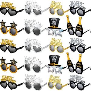 Sratte 26 Pcs 2026 Happy New Year Glasses Plastic New Years Eve Party Eyeglasses Happy Newyear Glasses Photo Prop Supplies for Adults Newyears Party Newyear's Day Celebration Supplies Favors Decor