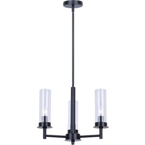 Canarm Maverick 3-Light Chandelier, Matte Black with Clear Glass Shades, Adjustable Height, Transitional Modern Lighting for Dining Room