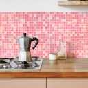5 Sheets Peel and Stick Backsplash, Self Adhesive Wall Tiles, 3D Adhesive Tile Backsplash, 12"x12"Premium Self Adhesive Wall Tiles Peel and Stick for Kitchen, Bathroom, RV(Pink Diamond)