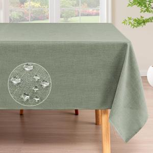 H.VERSAILTEX Linen Table Cloths Rectangle 60 x 84 Inch Premium Tablecloth Spill-Proof Waterproof Table Cover for Dining Buffet Feature Extra Soft and Thick Fabric Wrinkle Free, Sage