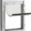 Hakuna Pets Deluxe Aluminum Pet, Cat and Dog Door with 2-Way Locking Panel for Screens, Doors and Walls up to 2.8" Thick, Medium, White
