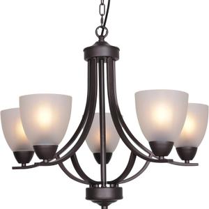 5 Light Shaded Contemporary Chandeliers with Alabaster Glass Oil Rubbed Bronze Modern Light Fixtures Ceiling Hanging Rustic Pendant Lighting for Dining Room Foyer Bedroom Living Room