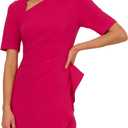 Adrianna Papell Women's Draped Knit Crepe Dress (Pink), Size: 8