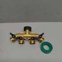 ATDAWN 4 Way Brass Hose Splitter, 3/4" Brass Hose Faucet Manifold, Garden Hose Adapter Connector
