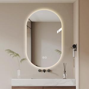 LAIYA 48x24 Oval LED Bathroom Mirror, Frameless Backlit Vanity Mirror, Anti-Fog, Dimmable, 5mm Copper-Free Silver GlassMemory Function