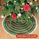 2 x Christmas Tree Skirt, Red and Green Annual Rings 24 Inch Tree Mat Skirt with Pom Pom Trim for Holiday Party Xmas Tree Decoration