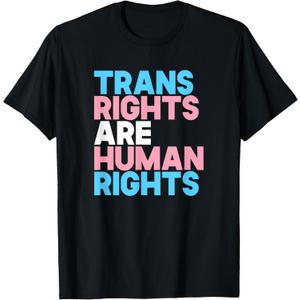Trans Right are Human Rights Shirt Transgender LGBTQ Pride T-Shirt (Black, S)