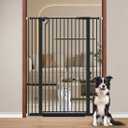 Fairy Baby 51.18" Extra Tall Cat Gate for Doorway, 29.5"-40.5" Extra Wide Pet Gate Dog Barrier Indoor for Cats Dogs, Kid Puppy Dog Gate No Jumping Over & No Climb, Metal Child Safety Proof Gate, Black