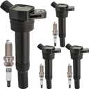 UF651 Ignition Coil Pack 27300-2E000 and Iridium Spark Plugs 18851-11070 Set of 4 Fit For Hyundai Tucson,Elantra,Elantra GT/Coupe 2012-2020&Kia Soul,Forte,Forte 5/Koup 2012-2019 1.6L 1.8L 2.0L 2.4L L4