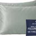Beckham Hotel Collection Pillowcases Queen Size Set of 2, Cool Touch Cotton Sateen Fabric, 500TC, Silky Smooth & Soft, Open End, Aqua Gray
