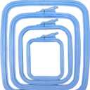 Nurge Square Embroidery Hoop - Plastic Cross Stitch Frame for Needlepoint & Embroidery - Adjustable Craft Hoop - Blue - Set of 4