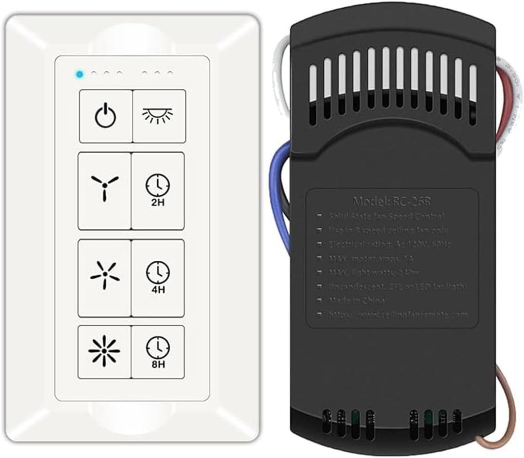 Smart WiFi Universal Ceiling Fan Remote Control Kit for 3-Speed AC Ceiling Fans, Compatible with Alexa, Google Assistant and Smart Life App,No Required Single Pole and Neutral Wire,White