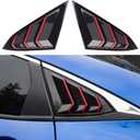 Thenice for 10th Gen Civic Rear Side Window Louvers Racing Style Triangular Window Glass Blinds Compatible with Honda Civic Sedan 2021 2020 2019 2018 2017 2016 -Carbon Fiber with Red Trim