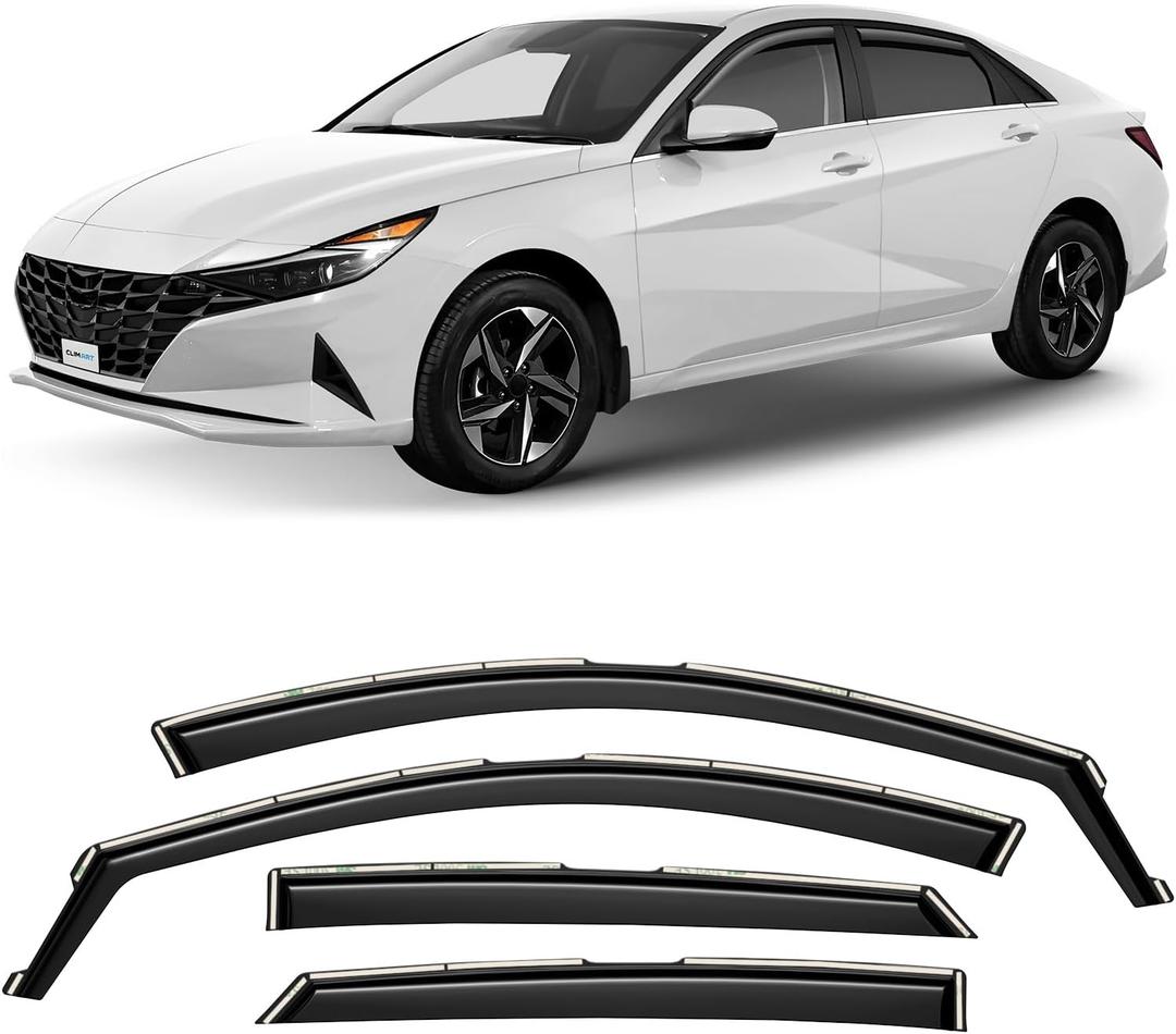 CLIM ART in-Channel Incredibly Durable Rain Guards Compatible with Hyundai Elantra 2021-2025, Original Window Deflectors, Vent Window Visors, Vent Deflector, 4 pcs. - 616270