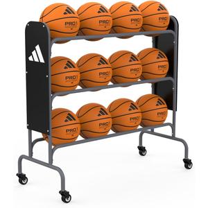 adidas | Basketball Rack | Powder Coated Steel with Wheels | Holds 12 Official Size Basketballs