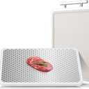 Lozovin 16"*11" Double Sided Stainless Steel/Wheat Straw Cutting Board, Separate Surfaces for Meat & Veggies,Non Toxic Chopping Board for Kitchen,Dishwasher Safe, Scratch Resistant Mesh Design,White