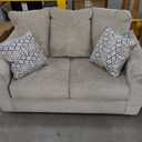 Signature Design by Ashley Stonemeade Casual Loveseat with 2 Toss Pillows, Light Brown