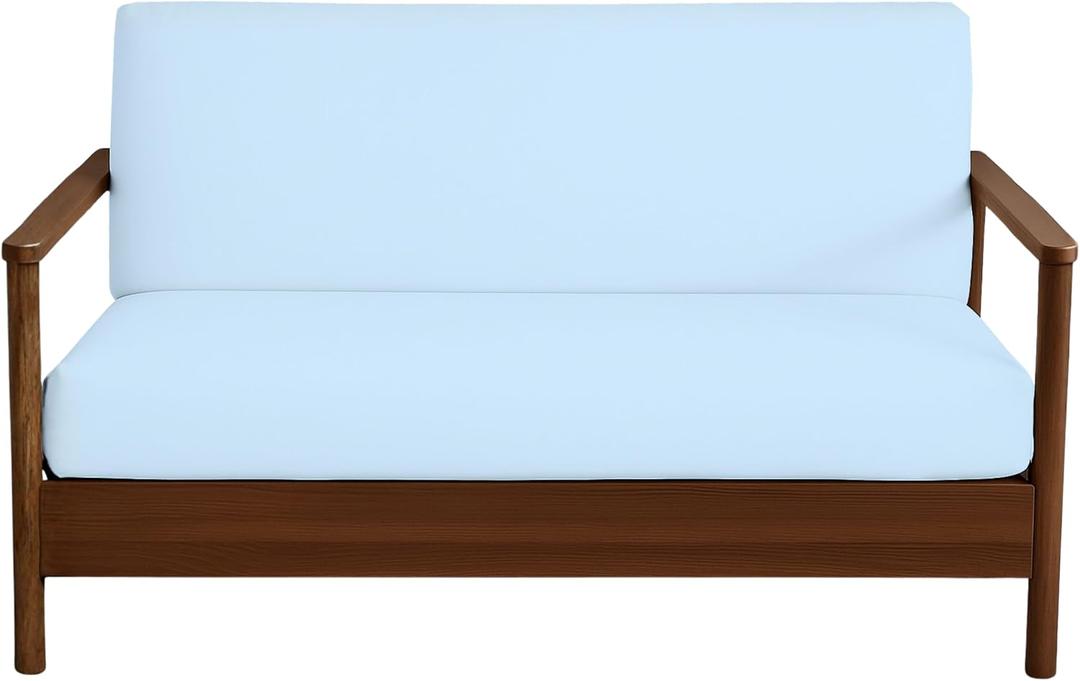 600TC Armless Futon Covers Full Size Pure Cotton Zippered Sofa Bed Slipcover, Machine Washable Couch Protector for Sleeper Sofas & Futons (Light Blue)