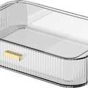 Makeup Organizer with Drawers, Stackable Cosmetics Organizer, Large Make Up Organizer Storage Box, Ideal for Bathroom Countertop and Desk (1 x Drawer, Clear)