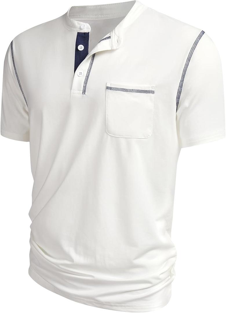 Hardaddy Men's Short Sleeve Henley Shirts Casual Summer Lightweight Button Henley Solid T-Shirt Tops (3X-Large)