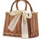 Straw Beach Bags For Women Summer Clutch Rattan Woven Wicker Purse Crochet Tote (Primary Color)