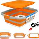 Collapsible BBQ Prep Tub with Lid - XL 4.22 GAL Folding Cutting Board & Food Basin for Outdoor Cooking, Marinating Container, Space Saving Prep Station