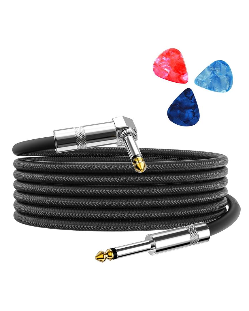 Aqdocvf Guitar Cable, Guitar Cord 6.6ft, AMP Cord for Bass & Electric Guitars/Keyboard/Mandolin, Pro Audio Instrument Cable (Right Angle to Straight, Black)