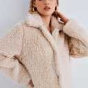 Women Faux Fur Winter Coats Open Front Long Cardigan Coat Warm Women's Fuzzy Fleece Jacket Overcoat Outwear with Pocket S-XXL (Apricot)