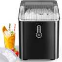 Countertop Ice Maker, Portable Ice Maker with Self-Cleaning, 26Lbs/24Hrs, 9 Cubes in 8 Mins, One-Click Operation, Compact Ice Makers Countertop with Ice Scoop/Basket for Home/Kitchen/Office/Bar, Black