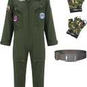 GZ-LAOPAITOU Kids Fighter Pilot Costume, Boys Air Force Flight Suit, Aviator Dress Up Costume for Halloween Cosplay 110