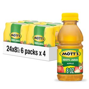 Mott's 100% Original Apple Juice, 8 Fl Oz Bottles, 24 Count (4 Packs Of 6), 2 Servings Of Fruit, 100% Fruit Juice, Gluten-free, Caffeine-free, Kosher, Contains No Artificial Colors Or Sweeteners