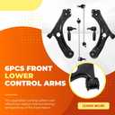 6pcs Front Lower Control Arms Sway Bars Tie Rods Kit Compatible with Passat Beetle 2012-2017 FWD w/Ball Joints Left Right Suspension kit MS70180 MS70181 K80478 ES80666 ES80667
