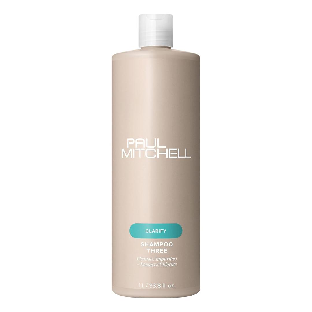 Paul Mitchell Shampoo Three, Clarifying Shampoo, Cleanses Impurities + Removes Chlorine, For All Hair Types, Great For Swimmers (33.8 Fl Oz (Pack of 1))