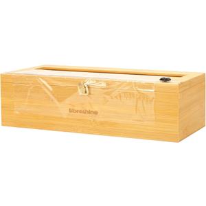 18 Inch Commercial Plastic Wrap Dispenser with Cutter & Roller - Heavy Duty 3000ft Film & 1000ft Foil Holder - Fits Butcher, Freezer, Kraft Paper for Restaurant Kitchen Food Service (Bamboo)