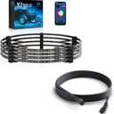 MICTUNING 17.5'' V1 RGBW LED Wheel Ring Lights Kit Bundle with 10FT 5Pin Extension Wire Cable